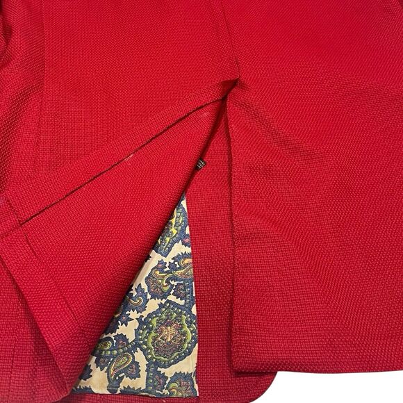Stanley Blacker Vintage Red Blazer 40R Oversized Textured Gold Buttons USA - Picture 9 of 16
